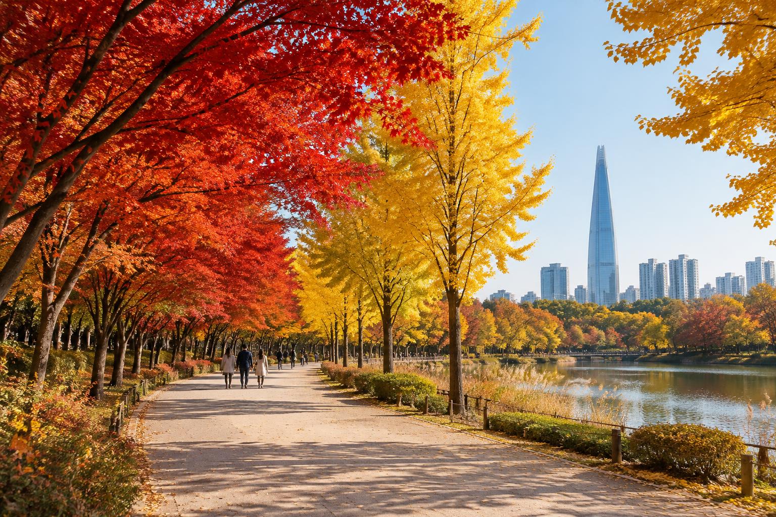 Illustrative Korean autumn landscape